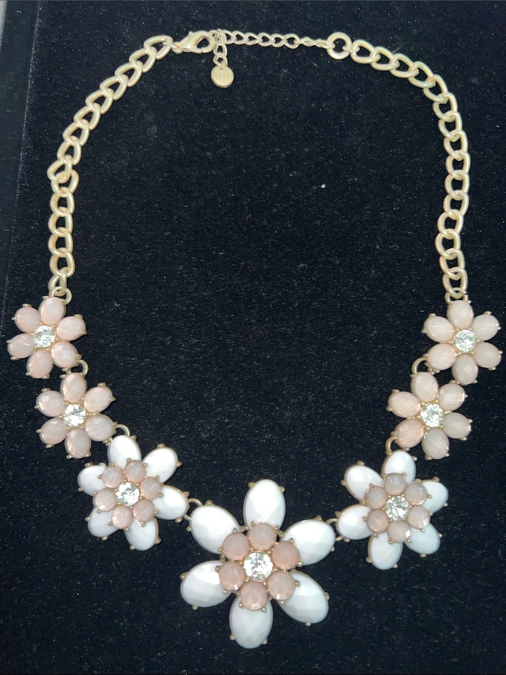 Elegant Loft Pink & White Floral Statement Necklace